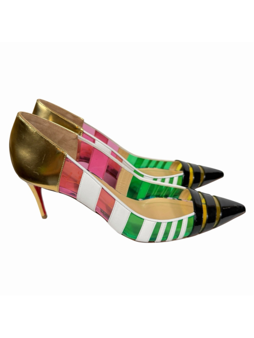 Christian Louboutin Bandy Multicolor PVC Patent Leather Pumps EU 39.5 Rare
